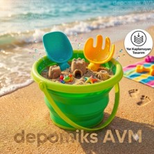 Depomiks Avm Depomiks  Yer Kaplamayan Katlanabilir Silikon Kum Kova Kürek Seti Çocuk Deniz Kum Oyuncakları Plaj Seti