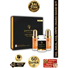 Dr. Sammy's Quarine 2 Aylık Saç Bakım Seti (2 Serum+1 Multivitamin) Dökülme ve yıpranma Karşıtı Bitkisel Kök Hücre Ekstratları, Vitamin, Mineral İçeren Saç, Sakal, Kaş ve Kirpik Onarıcı Premium Set