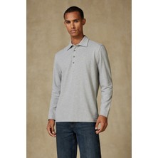Abbate Castle Pike Pamuklu Comfort Fit Açık Gri Polo Yaka Erkek Düz Polo Shirt