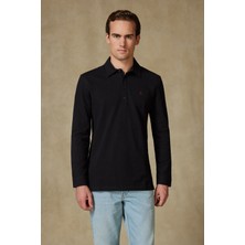 Abbate Castle Pike Pamuklu Comfort Fit Siyah Polo Yaka Erkek Düz Polo Shirt