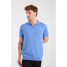 A Club Aclub Alfa Örme Kumaş Viskon Karışımlı Slim Fit Saks Polo Yaka Erkek Düz Polo Shirt