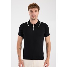 A Club Aclub Echo Örme Kumaş Viskon Karışımlı Slim Fit Lacivert Polo Yaka Erkek Düz Polo Shirt