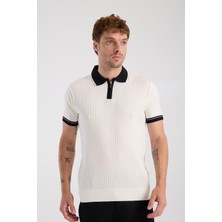 A Club Aclub Echo Örme Kumaş Viskon Karışımlı Slim Fit Ekru Polo Yaka Erkek Desenli Polo Shirt