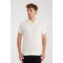 A Club Aclub Sierra Örme Kumaş Viskon Karışımlı Slim Fit Ekru Polo Yaka Erkek Düz Polo Shirt
