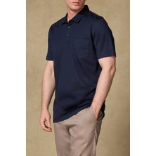 Abbate Bivo Merserize Pamuklu Modern Fit Lacivert Polo Yaka Erkek Düz Polo Shirt