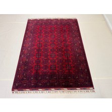 El Dokuma Afgan Halı Bilicik Bordo Renk 3 Metre Kare