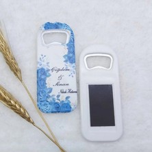 Lecatte 30 Adet Mavi Çiçek Baskılı Dikey Açacak Magnet 4,5X10,5 cm Uv Baskılı Nikah Şekeri Nişan Hediyeliği-