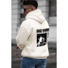 Pazarcan Erkek Baskılı Kapüşonlu Kordon Ipli Sweat - Beyaz