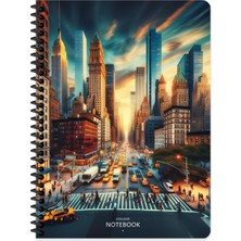 Keskin Color Keskin 16,5 x 22,5 Çizgili Pp Kapak City Spiralli Defter - New York