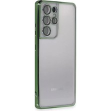 Renas Store Newface Samsung Galaxy S21 Ultra Kılıf Razer Lensli Silikon - Yeşil