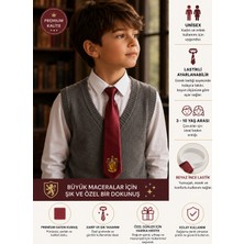 Herşey Nota Harry Potter Gryffindor Kravat Bordo Renk Ayarlanabilir Lastikli 3-10 Yaş Unisex Çocuk Kravatı