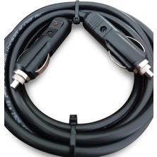 Geseus Araç Çakmaklık Uzatma Kablosu Erkek+Erkek 12-24 Volt 16 Amper 2 X1 mm Ttr Bakır 5 Mt-Siyah