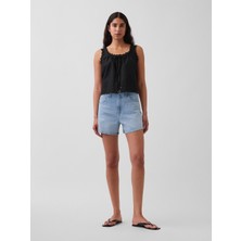 Gap Kadın Açık Mavi 3.5" High Rise Relaxed Straight Denim Şort