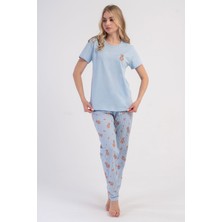 Vienetta Pamuklu Kadın Kısa Kol Pijama Takım, 602065