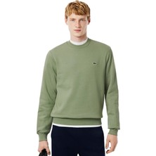 Lacoste Men's Classic Fit Şardonsuz Bisiklet Yaka Sweatshirt Yeşil