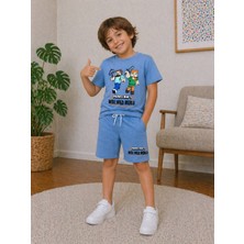 KR Kids Erkek Çocuk Şortlu Takım Mavi Renk Yazlık Ikili Takım