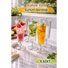 Naturelove 6'lı Cam Flüt Model Kahve Yanı Su Bardağı - Dekoratif Sunum Seti Bardak Takımı