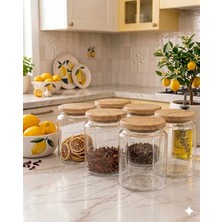 Kare Home Bambu Kapaklı Vakumlu 6lı Cam Kavanoz Seti (800 Ml)