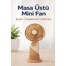 İnovaxis Şarjlı Mini El Fanı - 3 Kademeli Sessiz Masaüstü Vantilatör USB ile Taşınabilir