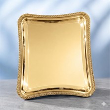 Özel Home Başak Model Gold Italyan Sunum Tepsisi 21X18,5 cm – Şık ve Zarif Servis Tepsisi