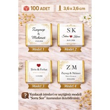Lecatte Kişiye Özel Madlen Çikolata Etiketi Nişan Düğün Söz Nikah Isimli Baskılı Sticker Etiket Kare