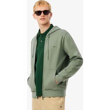 Lacoste Men's Full Zip Hoodie Sweatshirt Erkek Kapüşonlu Tam Fermuar Sweatshirt Yeşil