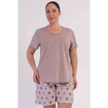 Vienetta Pamuklu Kadın Büyük Beden Kısa Kol Şortlu Pijama Takım, 602002