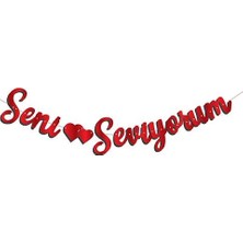 Party Express Kaligrafi Banner "seni Seviyorum" - Kırmızı