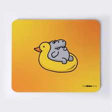 Rahatına Düşkün Hipopotam ve Ördek Mousepad