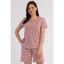 Vienetta Pamuklu Kadın Kısa Kol Şortlu Pijama Takım, 602029