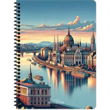 Keskin Color Keskin 16,5 x 22,5 Kareli Pp Kapak City Spiralli Defter - Budapeşte