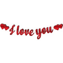 Party Express Kaligrafi Banner "ı Love You" - Kırmızı