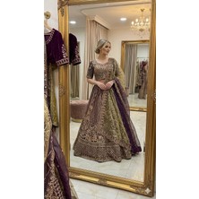 Aashiv's Collection Gelinlik Hint Lehenga Choli Gelinlik Takımı Bordo Işlemeli