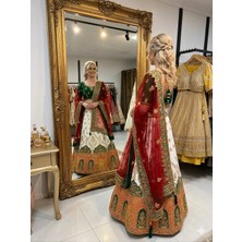 Aashiv's Collection Gelinlik Hint Lehenga Choli Takımı Çok Renkli Işlemeli