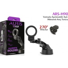 Tak Kolay Telefonluk Mıknatıslı Vantuzlu Sıkıştırmalı Uzatmalı 270 Derece Açılı Siyah