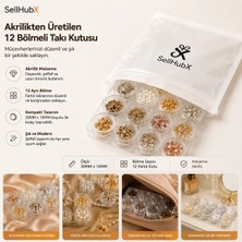 Yeni Trend SellHubX Akrilikten Üretilen, 30MM x 15MM Boyutunda 12 Farklı Kutuya Sahip Takı Kutusu ile Mücevherlerinizi Düzenli ve Şık Bir Şekilde Saklayın.