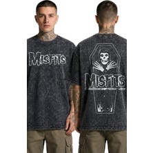 Fuddy Moda Unisex Oversize Rock Band Misfits Sırt Baskılı Yıkamalı Vintage Tişört