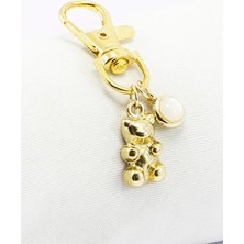 Biuti Jelibon Ayıcık Metal Kalpli Klipsli Cüzdan Süsü Charm Gold Renkli 63çanta Süsü Anahtarlık