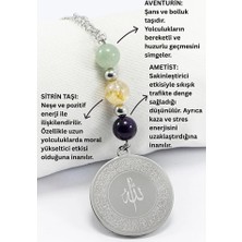 Biuti Çelik Önde Allah Lafzı Ayetel Kürsi Arkada Felak Nas Ihlas Araba Dikiz Ayna Süsü, Aventurin, Sitrin, Ametist Doğaltaşlı