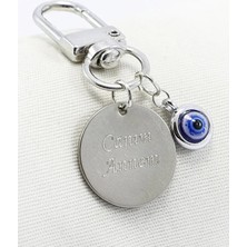 Biuti Canım Annem Metal Nazar Boncuğu Metal Klipsli Cüzdan Süsü Charm Çanta Süsü Anneye Hediye