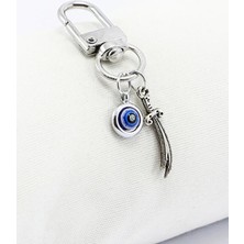 Biuti Metal Nazar Boncuğu Metal Minik Zülfikar Kılıç Süsü Charm Çanta Süsü Anahtarlık