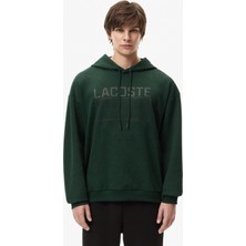 Lacoste Men's Oversize Sweatshirt Bol Kesim Kapüşonlu Pamuklu Erkek Sweatshirt Yeşil