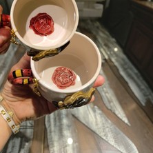 Bonita Bon Luxe Harry Potter ve Hermione 3D Kabartmalı "Mühürlü" , 2026  Charm Hediyeli El Yapımı 2 'li  Seramik Kupa Mug