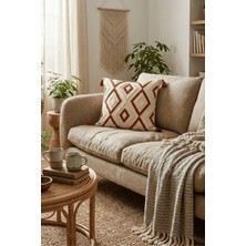 Destiva Home Etnik Geometrik Desenli Püsküllü Pamuk Gizli Fermuarlı Punch Kırlent Kılıfı 42X42CM