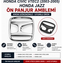 İTHAL Honda Civic Vtec2 2003-2005 / Honda Jazz Uyumlu Ön Panjur Amblemi Krom Görünümlü