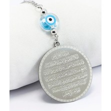 Biuti Özel Cam Nazar Boncuklu Yerli Üretim Çelik Ayetel Kürsi Felak Nas Ihlas Araba Dikiz Ayna Süsü 4,5cm