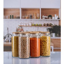 Naturelove Etiketli, 6'lı Vakum Kapaklı Büyük Boy 1300ML Kavanoz Takımı