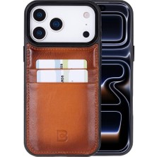 Bouletta, Apple iPhone 17 Pro Max Için, Hakiki Deri, El Yapımı Kartlıklı Kılıf, Iç Yüzeyi Kadife, Gölgeli Taba