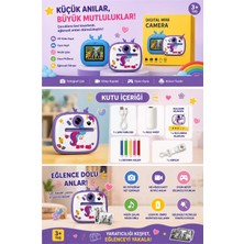 Vothoon Unicorm Tasarımlı Anında Baskılı Çocuk Fotoğraf Makinesi 1080P Dijital Çocuk Kamerası