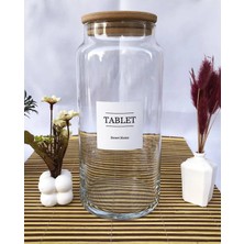 Naturelove Ahşap Vakumlu Bambu Kapaklı Bulaşık Makinesi Pamuk Kavanozu Cam 1440 ml